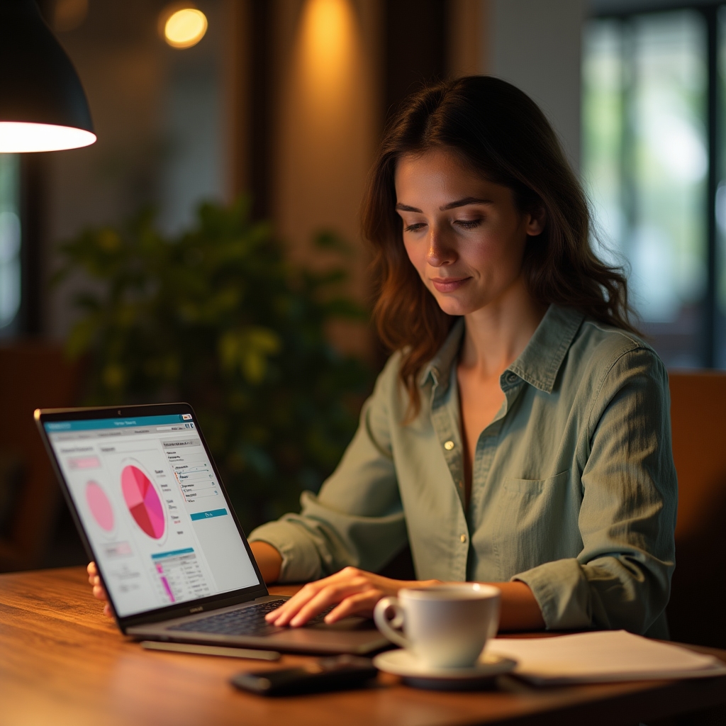 Freelancer pracující na laptopu v kanceláři